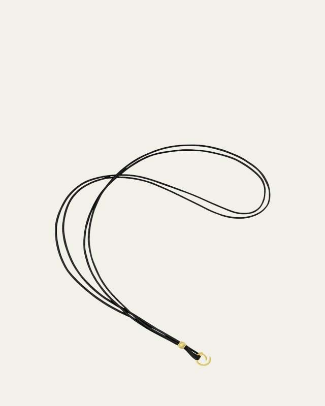 Meditation Bell Black Cotton Cord Necklace with 18K Gold